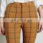 New Pants Design Spring Fashion Cotton Check Plaid high waisted casual pants for Girl