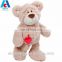 dongguan factory custom teddy bear toy long plush red heart teddy bear