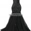 Black Plus Size Sweetheart Mermaid Evening Gown Robe De Soiree Longue 2016 Lace-up Back Beaded Crystals Tulle Long Prom Dress