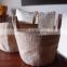 Eco round gusseted burlap jute basket tote bag for pot plant holder