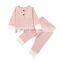 Children's wear 2020 autumn baby fashion isn't two-piece suit baby hit color long-sleeved pit strip T-shirt top and pants suit