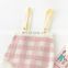 Korean baby long-sleeved small fresh plaid jacket with suspenders triangle climbing sweater two-piece