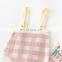 Korean Baby Long-sleeved Small Fresh Plaid Jacket With Suspenders Triangle Climbing Sweater Two-piece