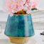 Fashion Wide Mouth European Light Luxury Jingdezhen Blue Ceramic Vase For Indoor Decor