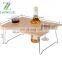 Portable and Foldable Wine and Snack Table for Picnic Outdoor on The Beach Park or Indoor Bed-2 Positions