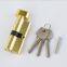 bright gold color oval shaped thumbturn single open euro profile brass lock cylinder