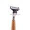 Shaving razor for shaving with wood handle with 3 layer baldes