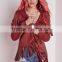 2015 Women Winter Long Sleeve Red Fringe Faux Suede Jacket