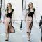 Women's Celeb Sexy Open Fork High Waist Pencil Dress Cocktail Party Bodycon Tunic Dress