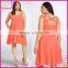 Textured Cross Back Coral Skater Dress 3XL Plus Size Dress