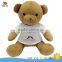 CE standard brown teddy bear plush toy with embroidery logo custom plush teddy bear with white t-shirt