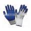 White Cotton Seamless Knit Crinkle Palm Latex Coated Work Gloves for Construction