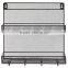 Wire Mesh 2 Tiers Wall Mount Spice Rack Jars Storage Organizer
