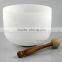frosted quartz crystal singing bowls with design and musical note