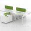 L shape melamine board workstations divider office table for 4 people