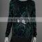 Womens' round neck drop shoulder long sleeve pullover knitted sweater with 7colors print