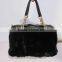 latest fashion mink fur bag with black