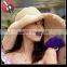 Vintage Women Beach Straw Hat Wide Brim Roll-up Trim Sun Hat Floppy Elegant Caps