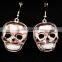 Fashion design hanging glowing jewelry led light halloween skull pedant earrings