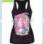 Black Gym Tank Top With Mermaid Printing