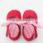 Girls dance red faux soft leather baby shoes