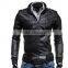 OEM Custom Wholeasler Leather Sleeve Cashmere Coat Men Wool Jackets With Hood
