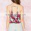 2016 guangzhou Top selling printed cotton summer fashion spaghetti strap ladies western tops