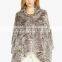 YR377 Tongxiang Factory Natural Women's Fur Poncho / Rex Rabbit Fur Poncho / Rabbit Stole