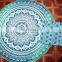 Indian Mandala Tapestry Ombre Beach Roundie Green Ombre Yoga Mat Table Cover With Napkin