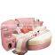 Pink Princess big size girl bedroom sets modern furniture leather massage round bed frame
