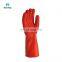 industrial nitrile anti chemical gloves red nitrile flocking gloves chemical resistant safety work gloves PU