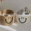 Cute Smiley Small Cotton Woven Basket Hand Woven Rope Cosmetics Basket