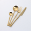 Set of 4 Pieces Matte Black Gold Colored Stainless Steel Tableware Sets Small Waist Delicate Cutlery Knife Spoon Fork Set Dinnerware