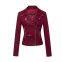 New European and American women's motorcycle jacket women's leather jacket short fit suede leather jacket women's