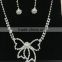 New Arrivals wedding Silver bowknot Crystal Bridal Choker Necklace Earring Jewelry Set