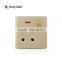 champaign gold color 1 gang uk 3 pin 13A socket switch