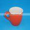 Customized belly shaped porcelain orange color glazed mugs