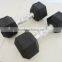 Crossfit Black Rubber Coated hex dumbbells