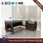 Unique curved wooden glass executive tables With Side Table