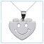 Happy Smiley Face Heart Pendant Necklace