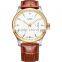 WEIDE 3 Atm Water Resistant Stainless Steel Watches Leather Wrist Straps Gold Men Watch