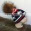 Cotton Fur Bobble Hats Kids Hats Raccoon Fur Bobble Knitted Hats For USA