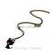 Necklace Pendant Chain Black Enamel Cat With Flower Jewelry Fashion Women