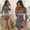 2016 New Arrival Long Sleeve Fashion Print Ruffle Mini Dresses Sext Tight Fit Mini Dresses DME-MD08