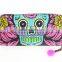 Skull Pattern Hmong Wallet With Pom Pom Pull Zipper