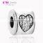 X340 Round Tube Bead Pave Crystal Zircon European Engagement Occasion Tibetan Silver Charm, DIY Solid Charm Bead for Jewelry