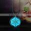 Luminous 2016 Christmas children's gift beautiful snow picture pendant silver bead necklace