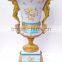 Elegant Design Huge Ceramic Prize Cup With Bronze Bird's Handles, Elegant Blue and White Painting Porcelain Trophy Vase
