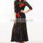 High Quality Brand Black Flower Embroidered Maxi Dresses Ladies Elegant Hollow Out Crochet Long Dresses Women's