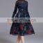 Girls fency lace plicated dress splicing flower print dress